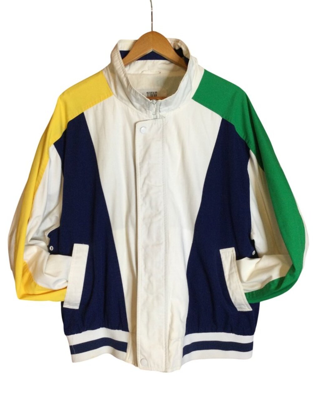 Vintage Color Block Nautical Jacket Mens Size XL Preppy Varsity Style